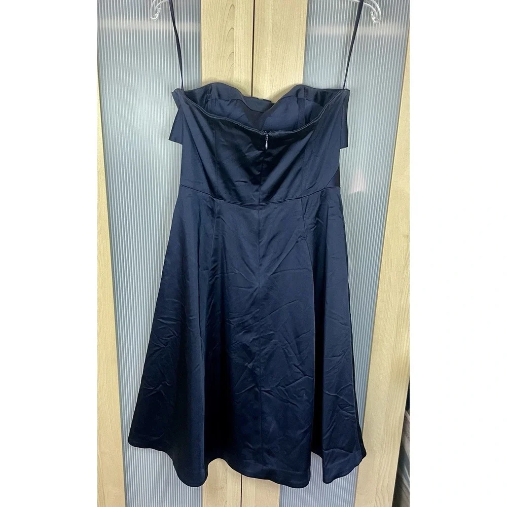White House Black Market WHBM‎ Satin SZ 6 Dress Navy Wedding Bridesmaid Cocktail